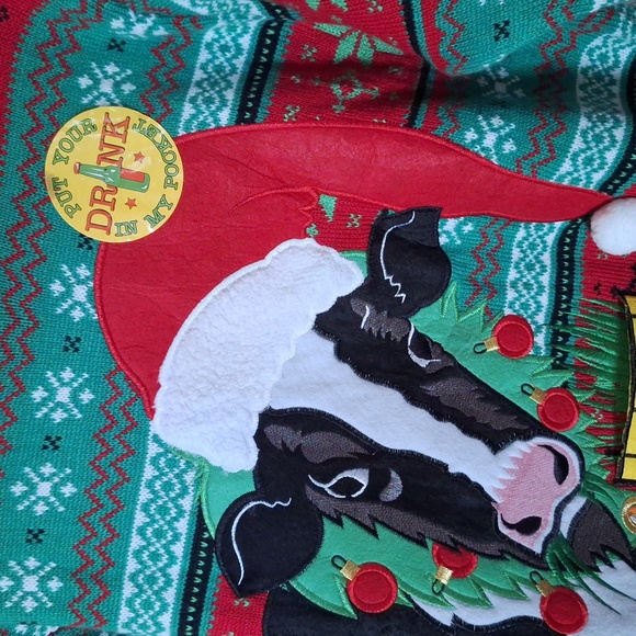 NWOT Ugly Christmas Sweater - Christmas Cow with Drink Holder XL - Picture 2 of 7